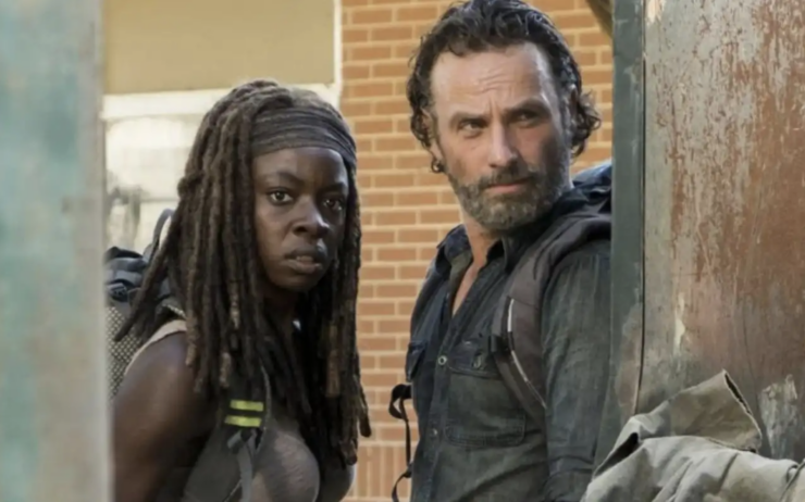 Michonne (Danai Gurira) and Rick (Andrew Lincoln) in The Walking Dead: The Ones Who Live
