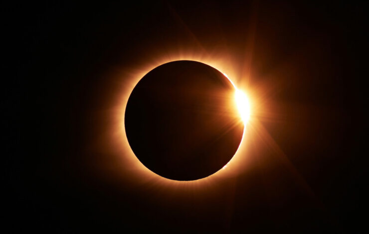 Colorized photo of the 2017 solar eclipse, during totality