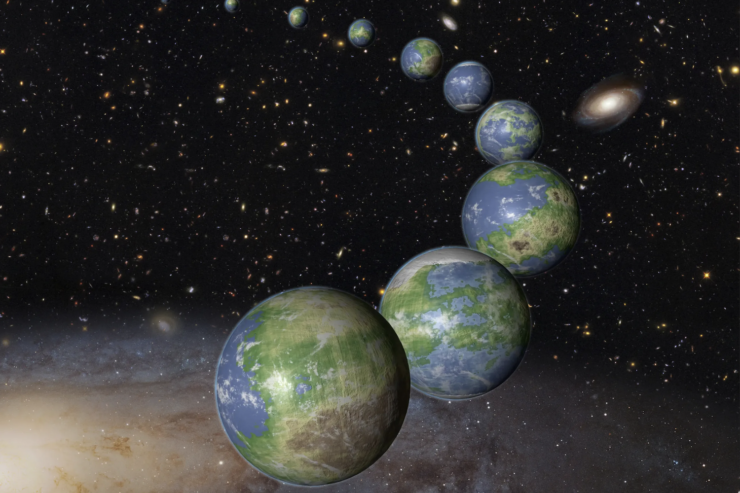 Artist's conception of multiple Earth-like planets