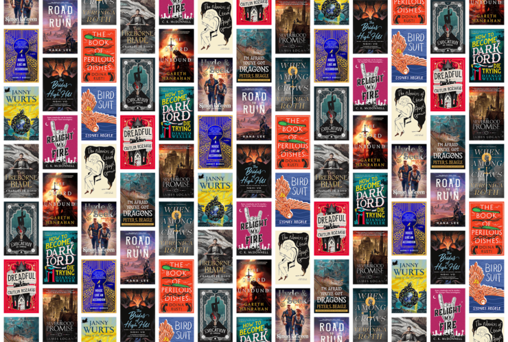 Collage of book covers for 17 new fantasy titles publishing in May 2024