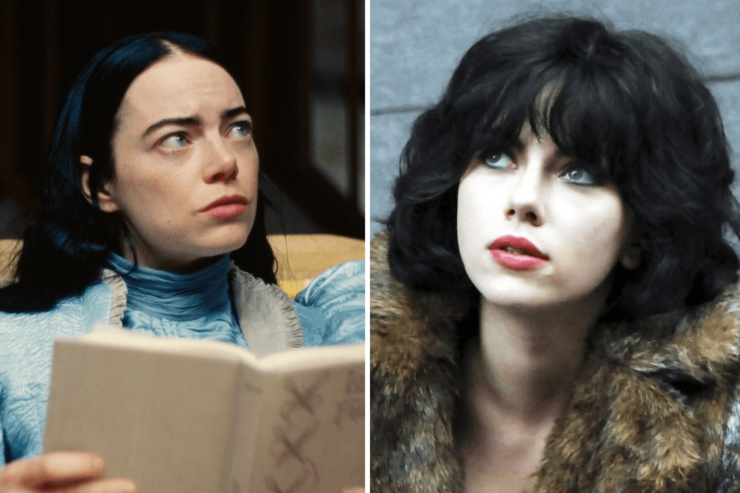 Images of Bella Baxter (Emma Stone) in Poor Things and The Female (Scarlett Johansson) in Under the Skin