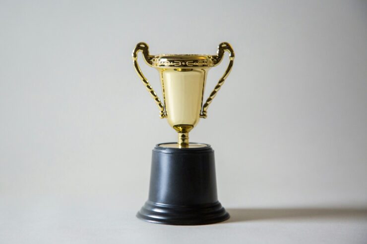 Photo of a small plastic awards trophy