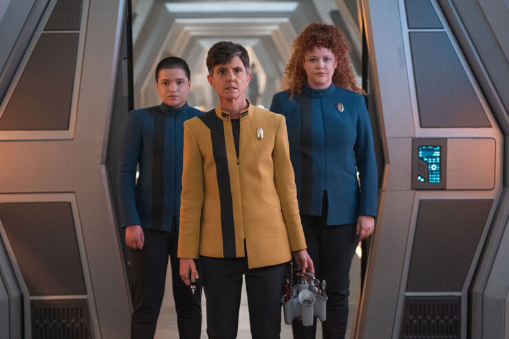 Adira, Reno, and Tilly in a scene from Star Trek: Discovery "Erigah"