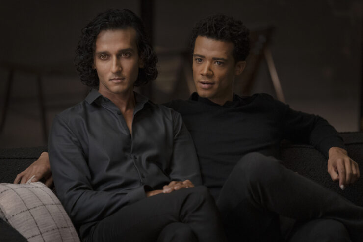 Jacob Anderson as Louis De Point Du Lac and Assad Zaman as Armand - Interview with the Vampire _ Season 2, Episode 2