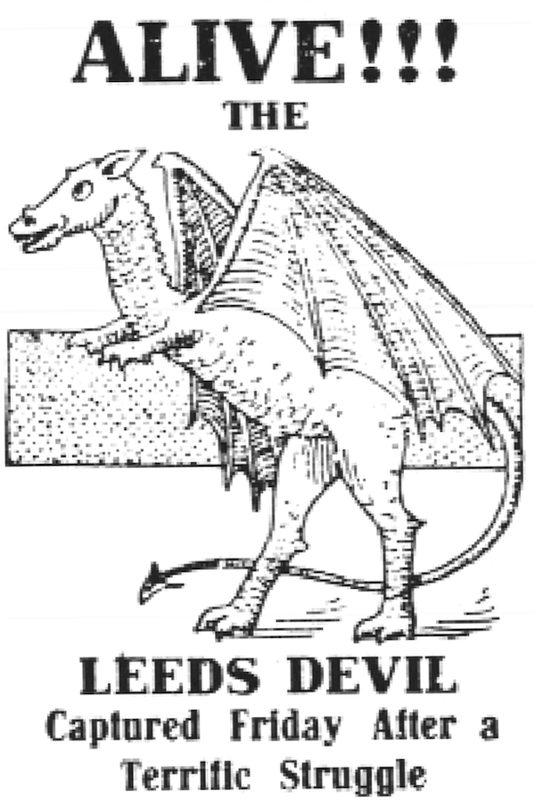 Illustration of the Leeds Devil, a winged and dragon-like creature
