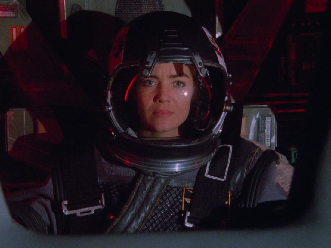Ivanova in spacesuit in a scene from Babylon 5: Believers