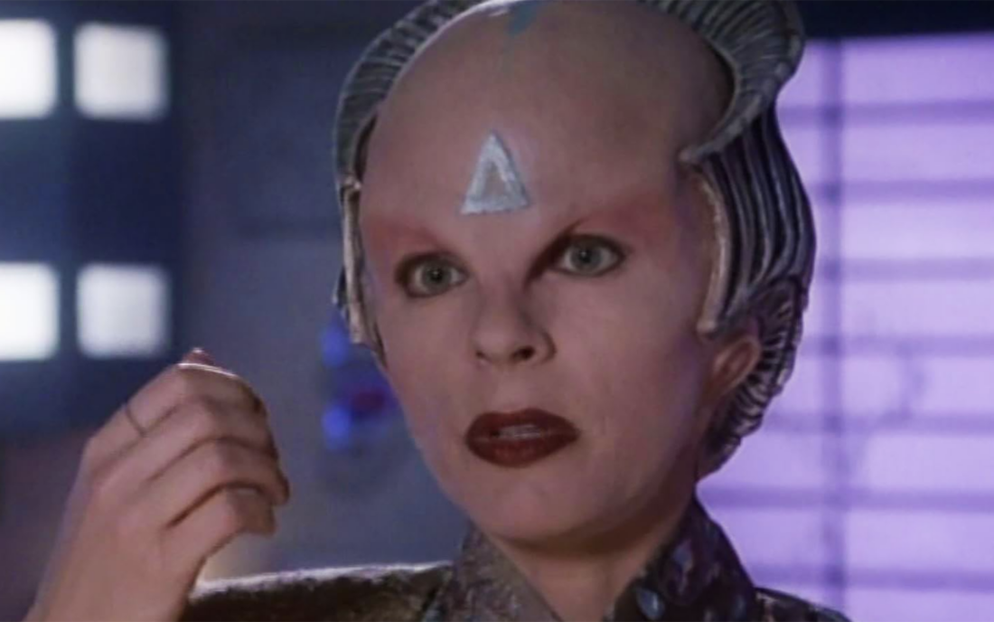 A triangle appears on Delenn's forehead in Babylon 5 "Signs and Portents"