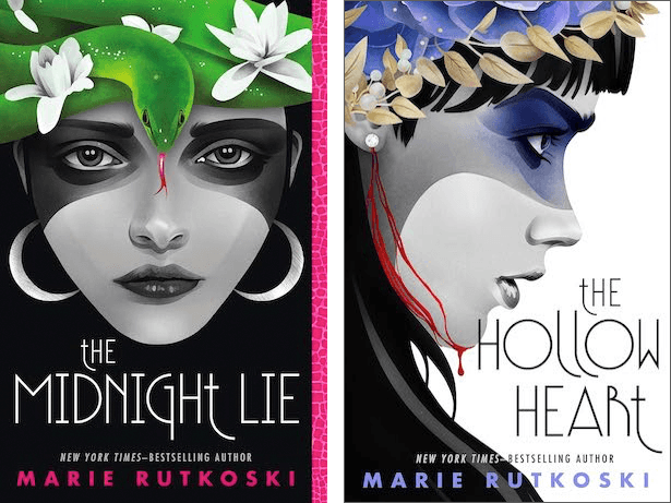 Book covers for the Forgotten Gods duology by Marie Rutkoski 