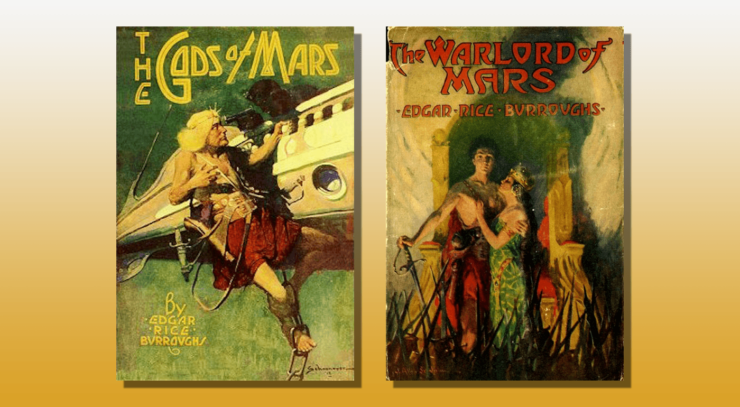 Covers of The Gods of Mars and The Warlord of Mars by Edgar Rice Burroughs