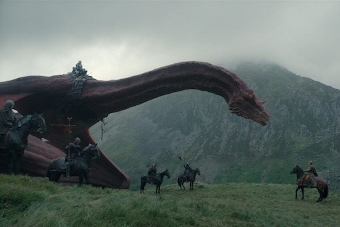 The dragon Caraxes in a scene from House of the Dragon, season 2 episode 5