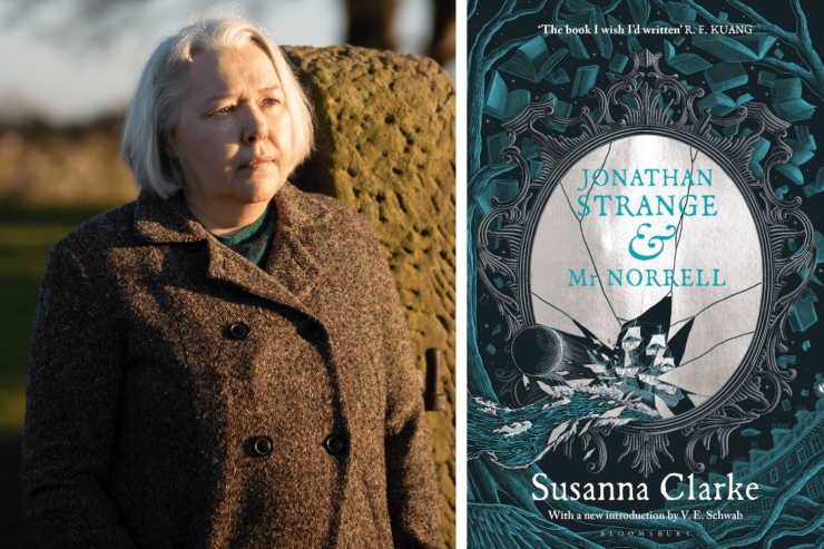 author Susanna Clarke and the cover of the upcoming anniversary edition of Jonathan Strange & Mr Norrell