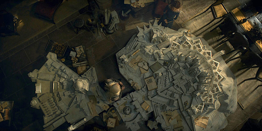 An overhead view of King Viserys' model of Old Valyria.