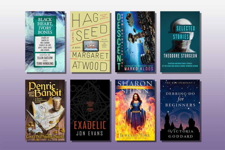 Collection of 8 book covers from Jo Walton's July 2024 reading list