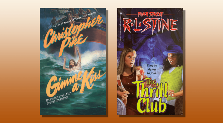 Covers of Christopher Pike's Gimme a Kiss and R.L. Stine's The Thrill Club