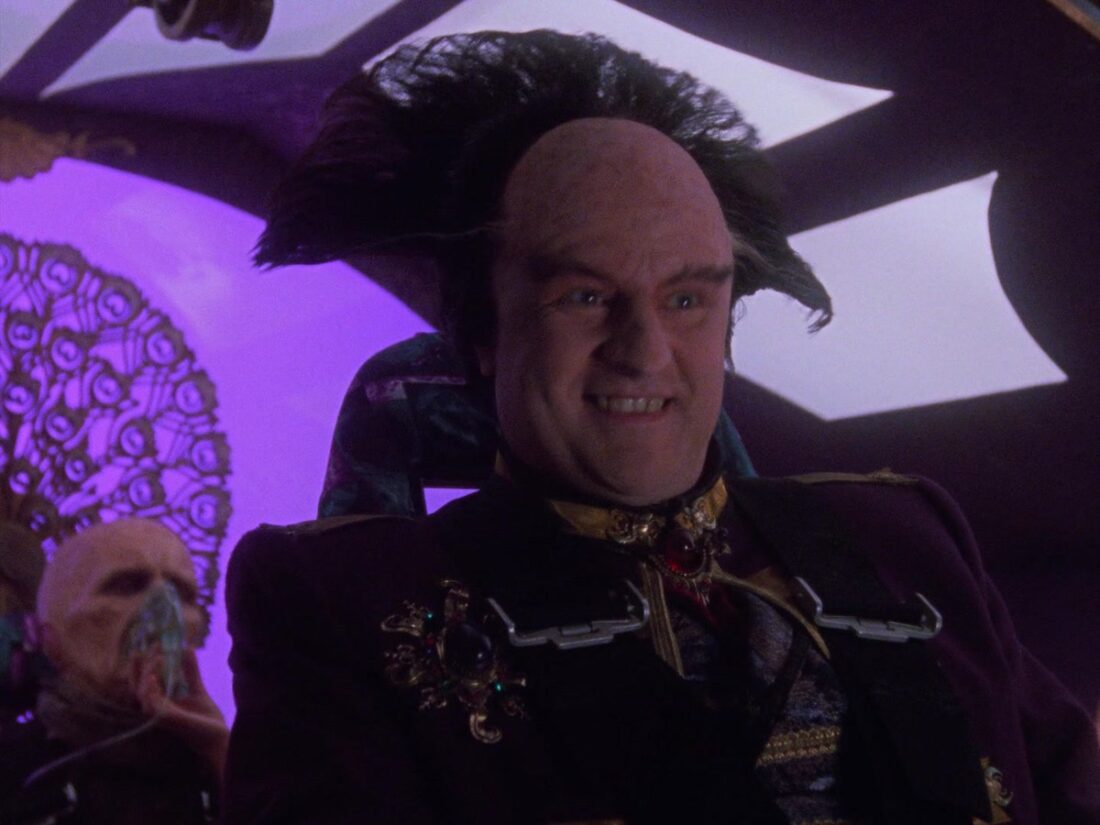 A scene from Babylon 5 "A Voice in the Wilderness, Part 2": Mollari pilots a shuttle