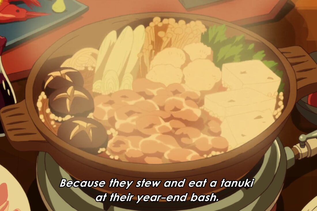 A scene from the anime series The Eccentric Family