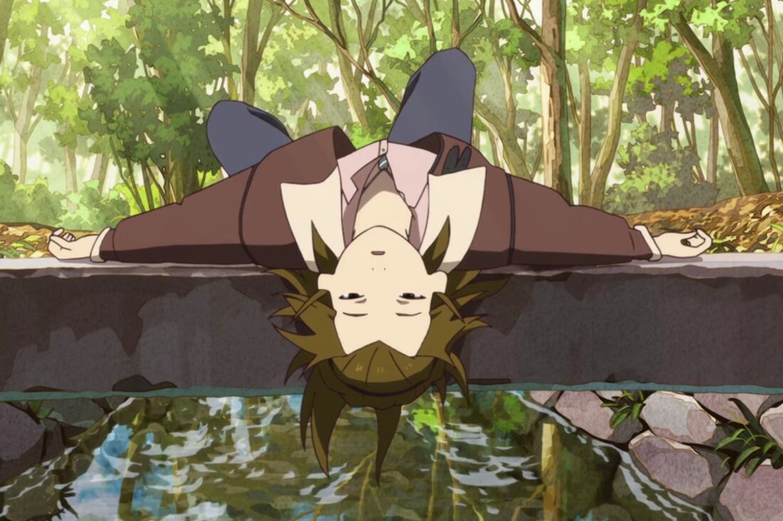 A scene from the anime series The Eccentric Family.