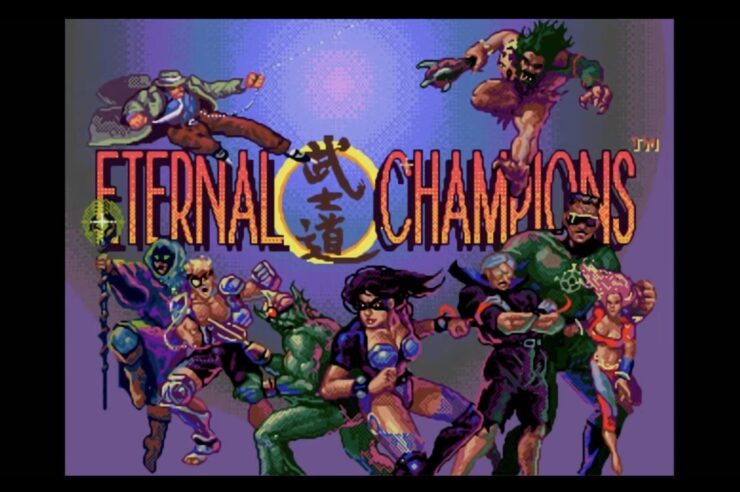 The main title screen of Eternal Champions