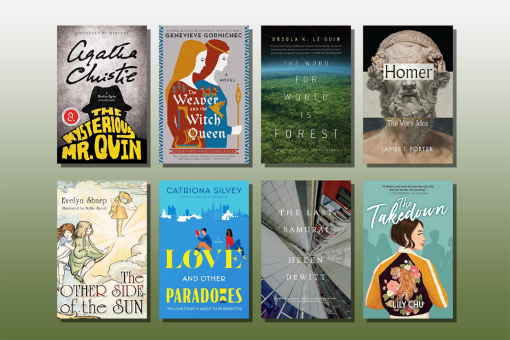 Collection of 8 book covers from Jo Walton's August 2024 reading list