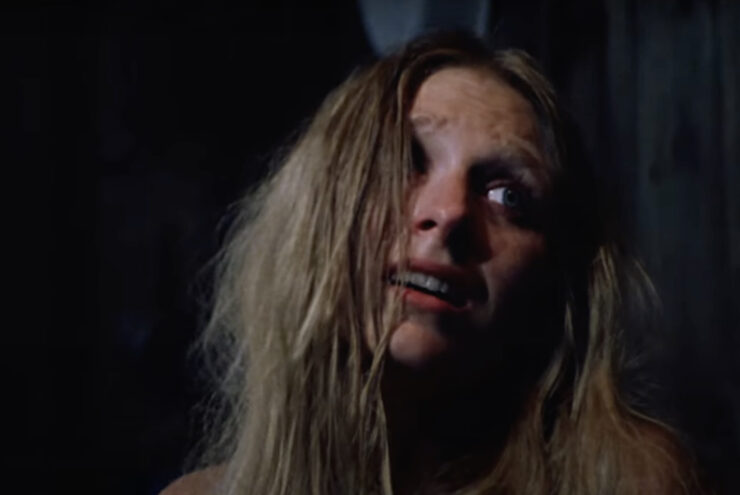 Scared woman in The Texas Chainsaw Massacre, 1974