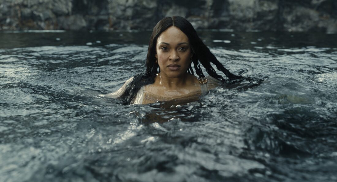 Cynthia Addai-Robinson as Queen Regent Míriel in the water in Lord of the Rings: The Rings of Power, "Where Is He?"