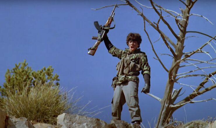 Aardvark (Doug Toby) declaims his loyalty to the "Wolverines" in John Milius' Red Dawn.