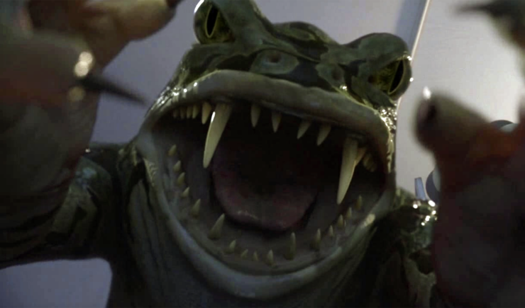 Screenshot of the frog-like lake monster from Scooby Doo! Curse of the Lake Monster