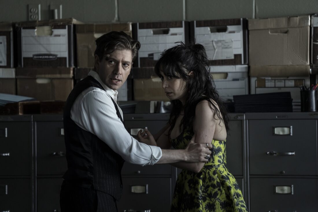 Michael Zegen as Alberto Falcone and Cristin Milioti as Sofia Falcone in The Penguin “Cent’Anni”