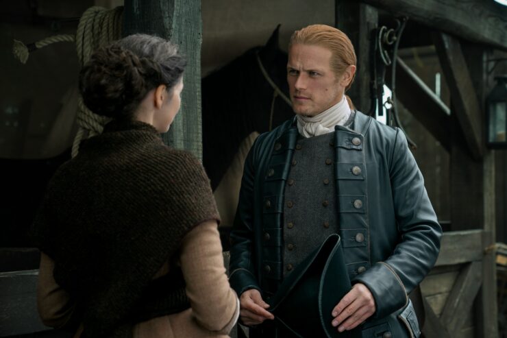 Jamie and Claire talking in Season 7 Part 2 of Outlander