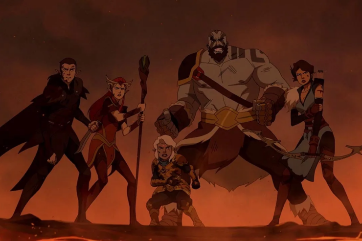 Vax, Keyleth, Pike, Grog, and Vex in season 3 of The Legend of Vox Machina