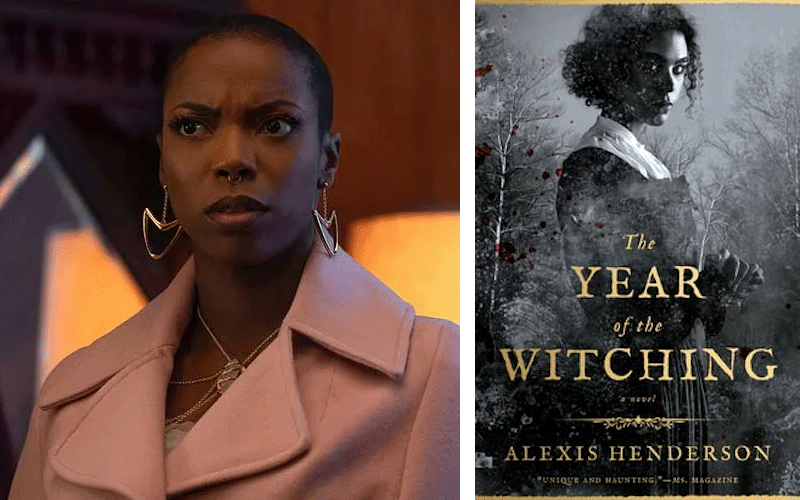 Sasheer Zamata as Jennifer in Agatha All Along and the cover of Alexis Henderson's The Year of the Witching