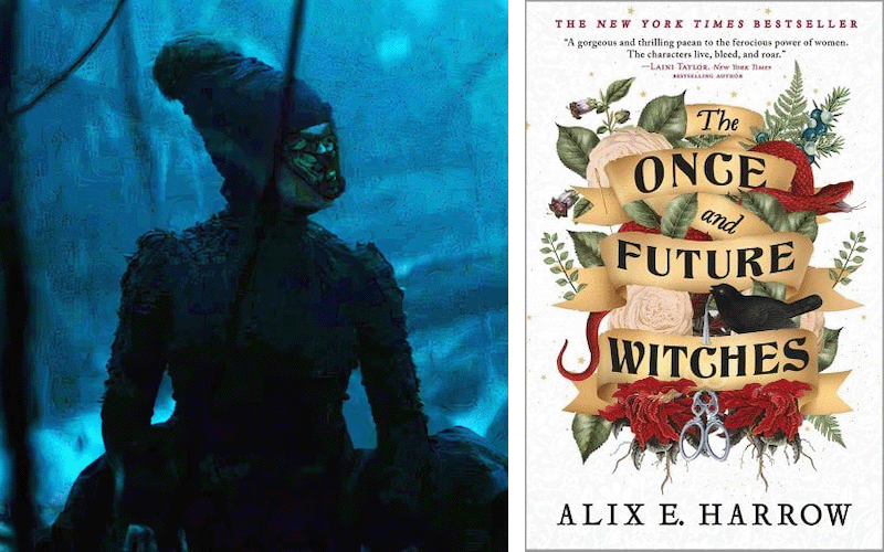 One of the "Salem Seven" in Agatha All Along and the cover of Alix E Harrow's The Once and Future Witches