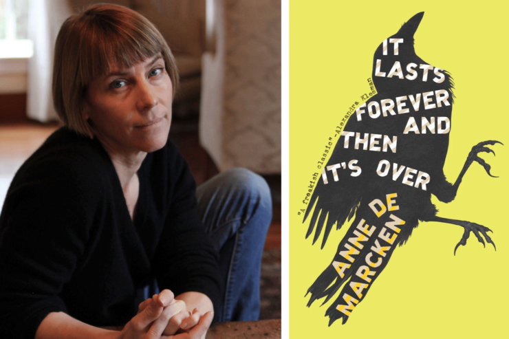 Photo of author Anne de Marcken and the cover of her book It Lasts Forever and Then It's Over