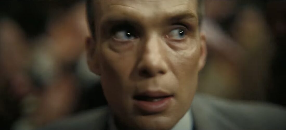 J. Robert Oppenheimer (Cillian Murphy) has a galactic-level panic attack in Oppenheimer.