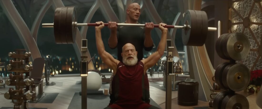 Dwayne Johnson's Callum Drift spots J. K. Simmons' Santa Claus in Red One.