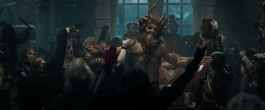 Kristofer Hivju doing his best as Krampus, whom apparently we're not really supposed to be able to see.