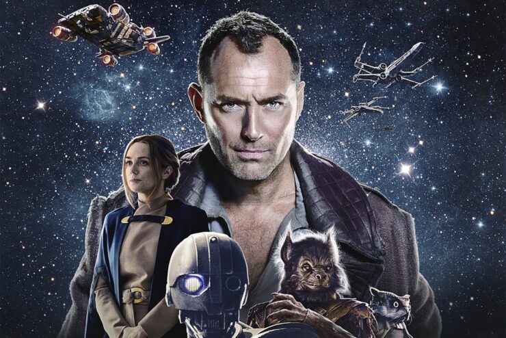 Cropped image from Skeleton Crew poster where Jude Law looks very smarmy