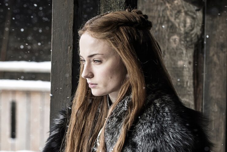 Sophie Turner as Sansa Stark in Season 7 of Game of Thrones