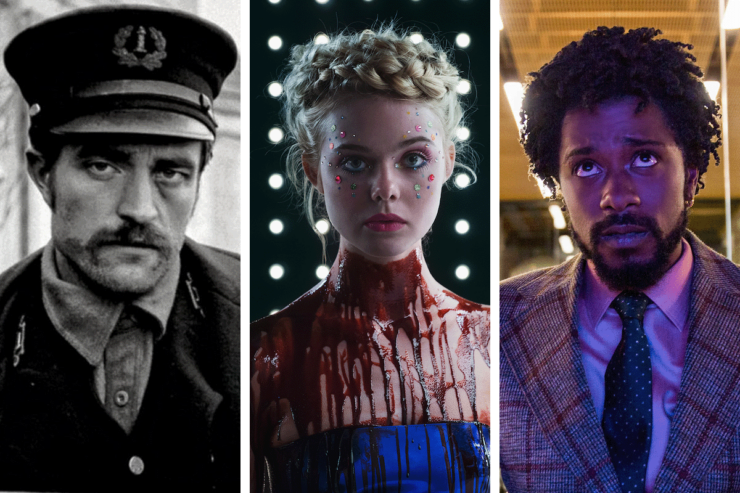 Selections from three movies: Robert Pattinson in The Lighthouse; Elle Fanning in The Neon Demon; LaKeith Stanfield in Sorry to Bother You