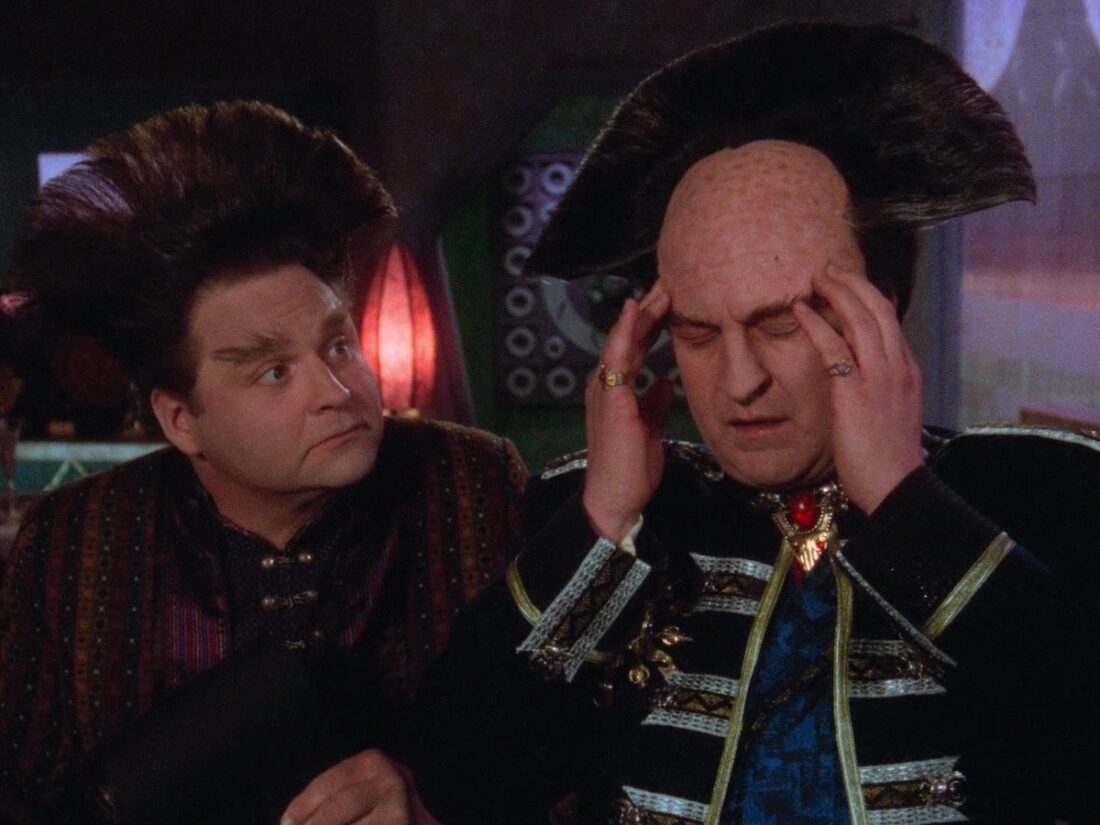 Mollari and Vir in a scene from Babylon 5 "Acts of Sacrifice"