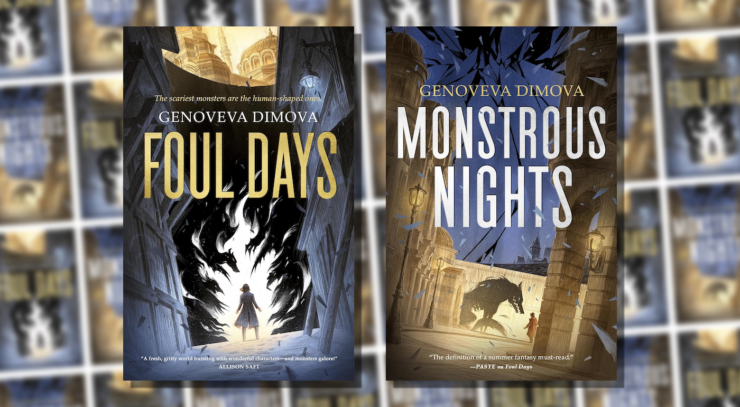 Mosaic of the covers of Foul Days and Monstrous Nights by Genoveva Dimova