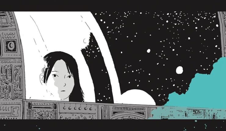 Detail from the cover of Tillie Walden's On a Sunbeam