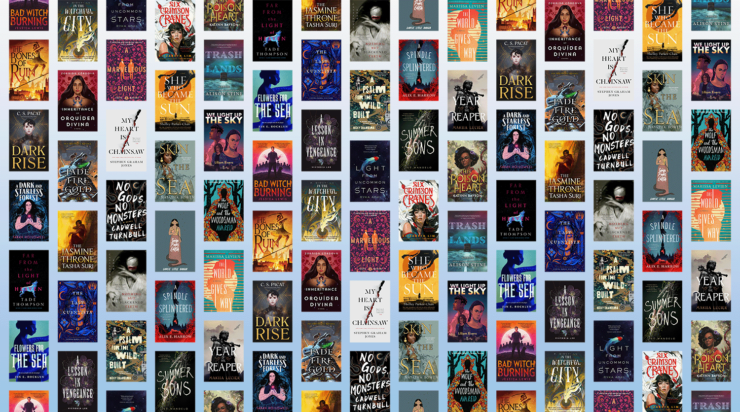 Collection of 30 book covers for SFF titles publishing between July and December 2021