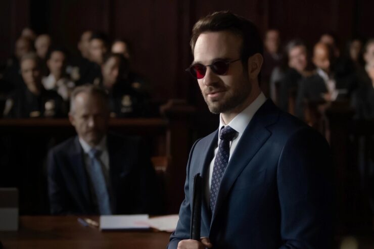 Matt Murdock (Charlie Cox) in the courtroom in Daredevil: Born Again "The Hollow of His Hand"