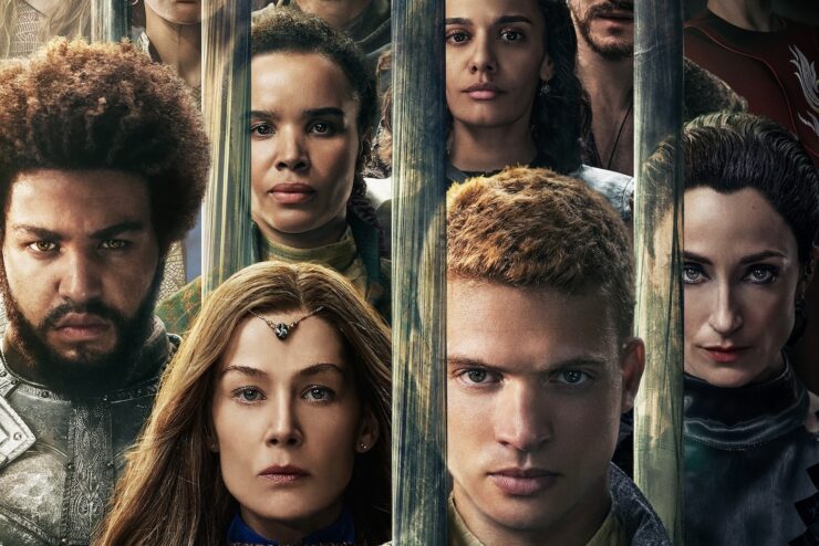 cropped poster of main characters in Prime Video's The Wheel of Time