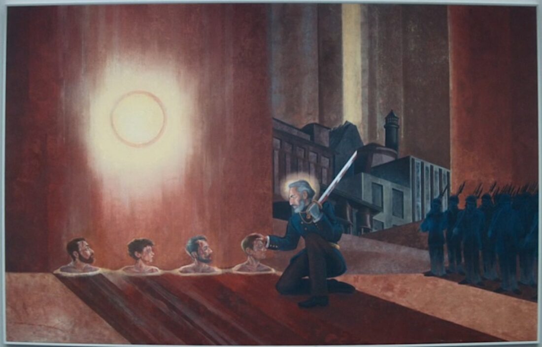 The painting "Kier Forgives His Betrayers" in Severance.