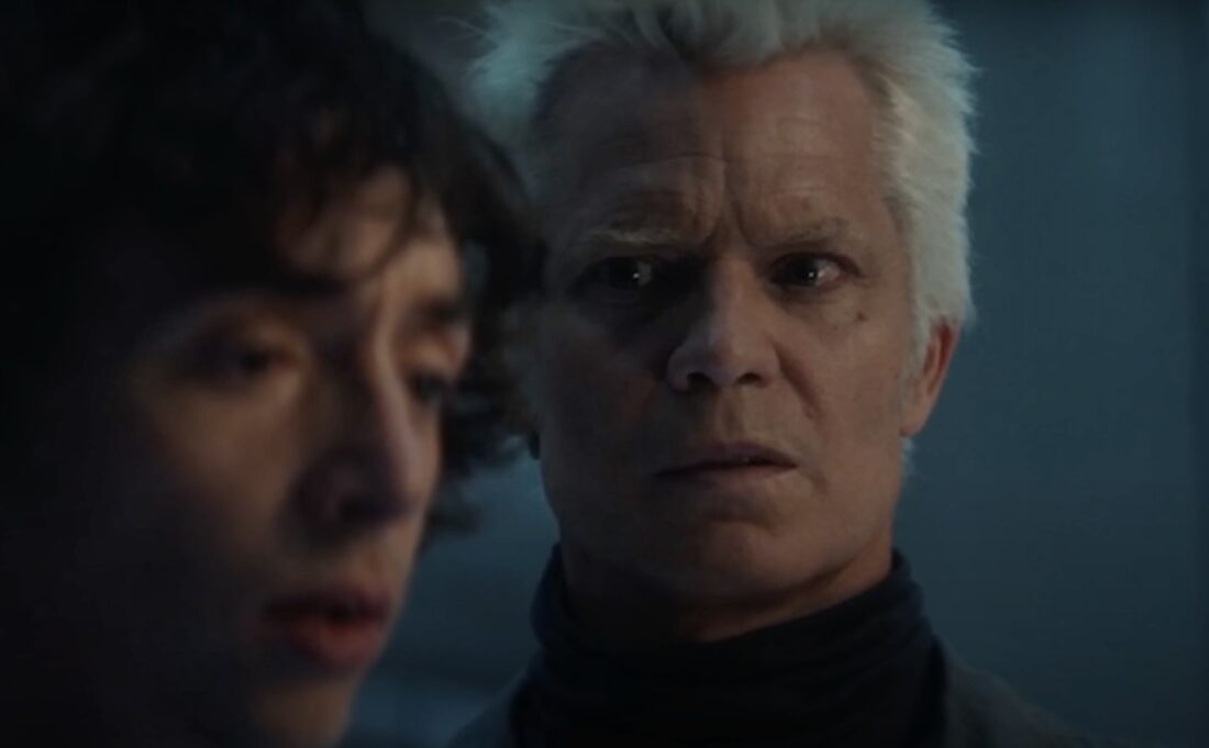 Kirsh (Timothy Oliphant) is baffled by Boy Kavalier's (Samuel Blenkin) interest in a Xenomorph egg in Noah Hawley's Alien: Earth.