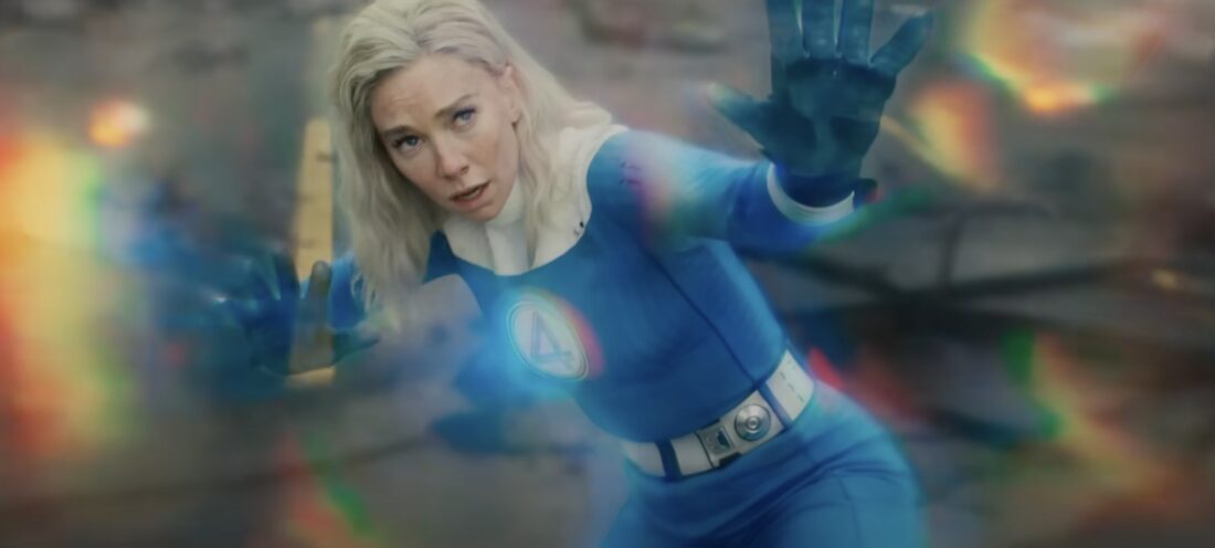 Sue Storm (Vanessa Kirby) attempts to save her baby from Galactus in Fantastic Four: First Steps.