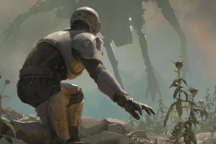 detail from the cover of System Collapse by Martha Wells (Art by Jaime Jones)