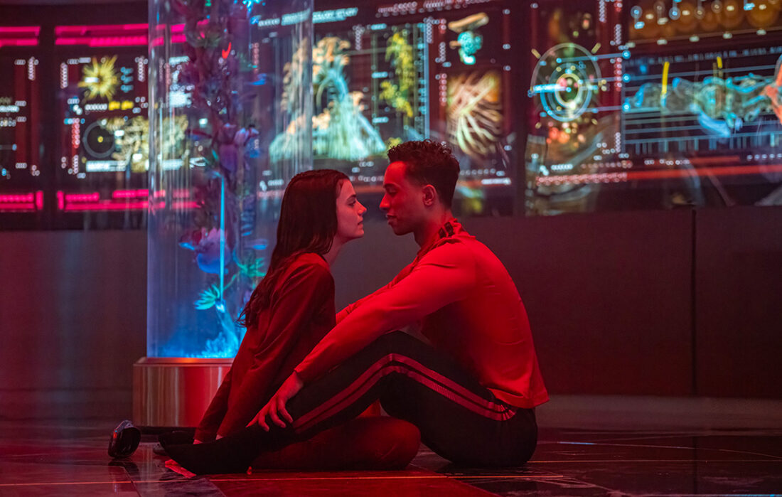 Zoe Steiner as Tarima and Sandro Rosta as Caleb in Starfleet Academy